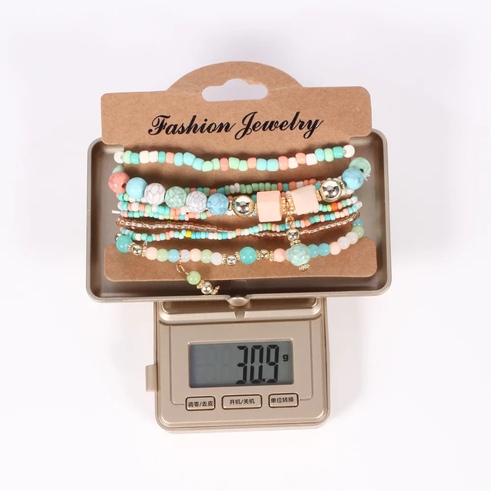 Set Bracelets Bohèmes Perles Colorées – Tressés Main Été