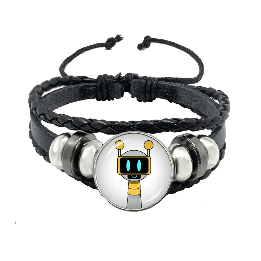 Bracelet Sprunki Incredibox Personnage Anime – Cuir Multicouche Tressé Fait Main