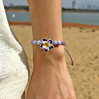 Ensemble Bijoux Fleurs Tressées Bohème Grande Fleur – Collier Boucles Rose Rouge Bleu Plage Femme