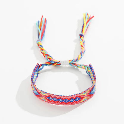 Ensemble 12 Bracelets Tissés Bohème Rétro Rayés – Ajustables Unisexe