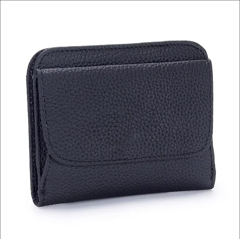 Portefeuille Femme Cuir Véritable Pliable Simple - Porte-Monnaie Multifonction Coin Bag Petit Money Bag