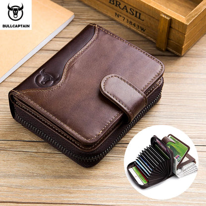 Portefeuille Homme BULLCAPTAIN Cuir Véritable - Multi-Cartes Business Luxe Grande Capacité