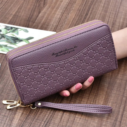 Portefeuille Long Femme Double Fermeture Éclair - Clutch Grande Capacité Cuir Europe