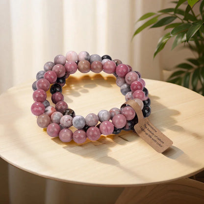 Bracelet Multi-Rangs en Pierres Naturelles et Cristaux - Améthyste