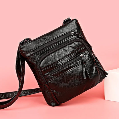 Sac à Main Femme Cuir PU Multi-Couches - Sac Épaule Bandoulière Crossbody Messenger Rabat Porte-Monnaie