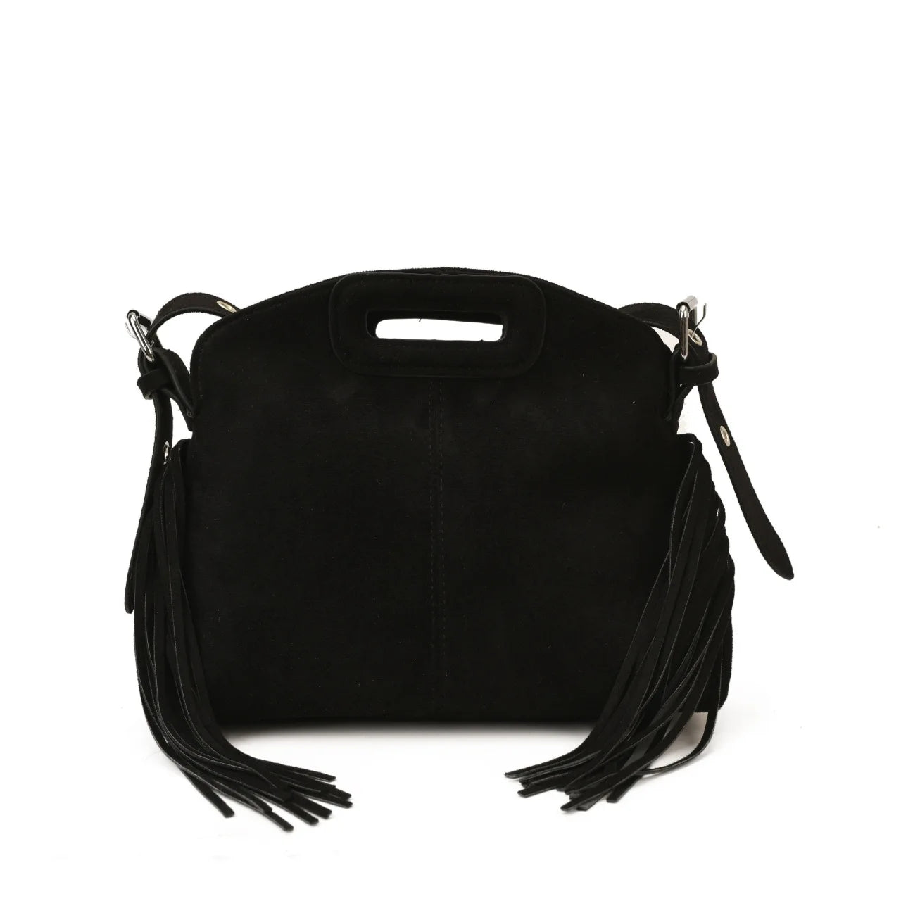Sac à Main Femme Daim Vintage Style Français - Sac Bandoulière Épaule Glands Café