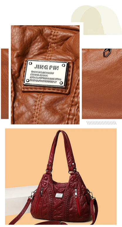 Sac à Main Femme Cuir Véritable Peau Mouton - Sac Épaule Bandoulière Crossbody Messenger Tote Élégant