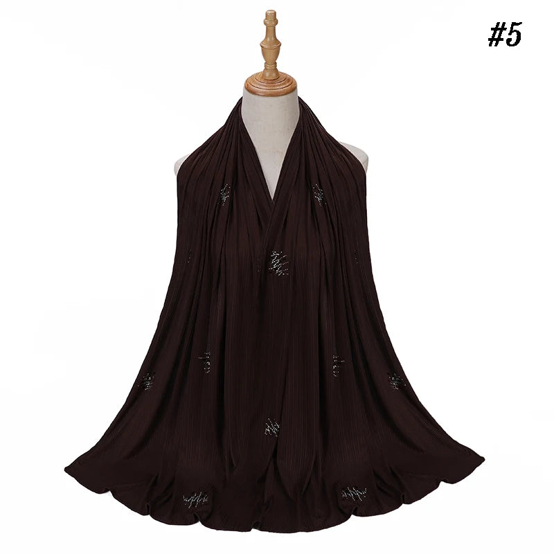 Foulard Hijab Jersey Côtelé Femme - Écharpe Musulman Stretch Paillettes Châle Islamique