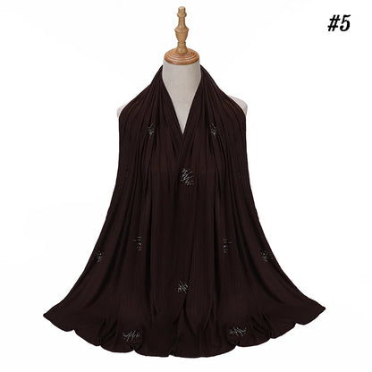 Foulard Hijab Jersey Côtelé Femme - Écharpe Musulman Stretch Paillettes Châle Islamique
