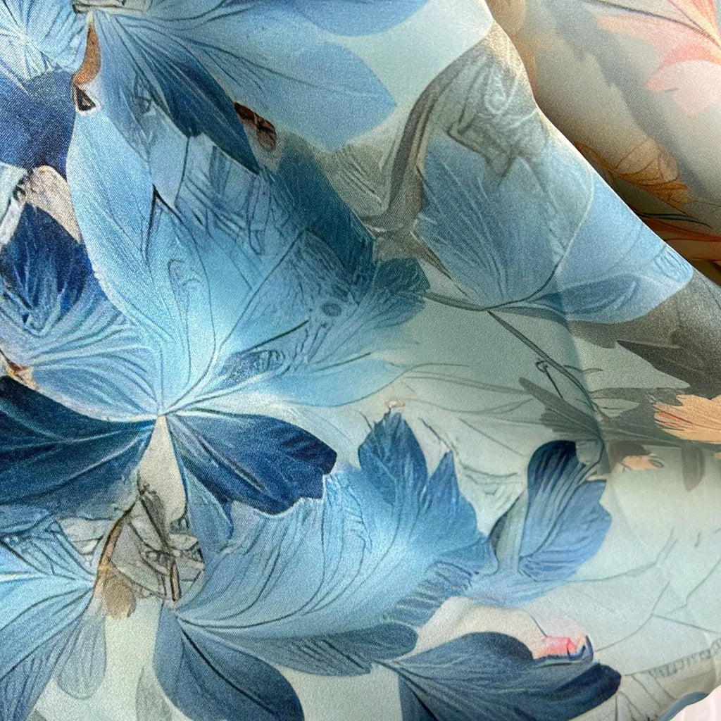 Foulard Carré Soie 88cm Imprimé Chinois - Écharpe Élégante Femme