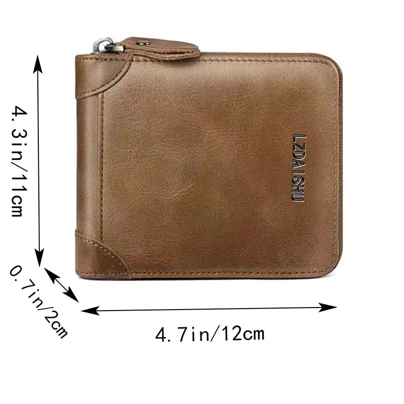 Portefeuille Homme Femme Cuir PU Compact - Porte-Cartes Poche Khaki Unisexe