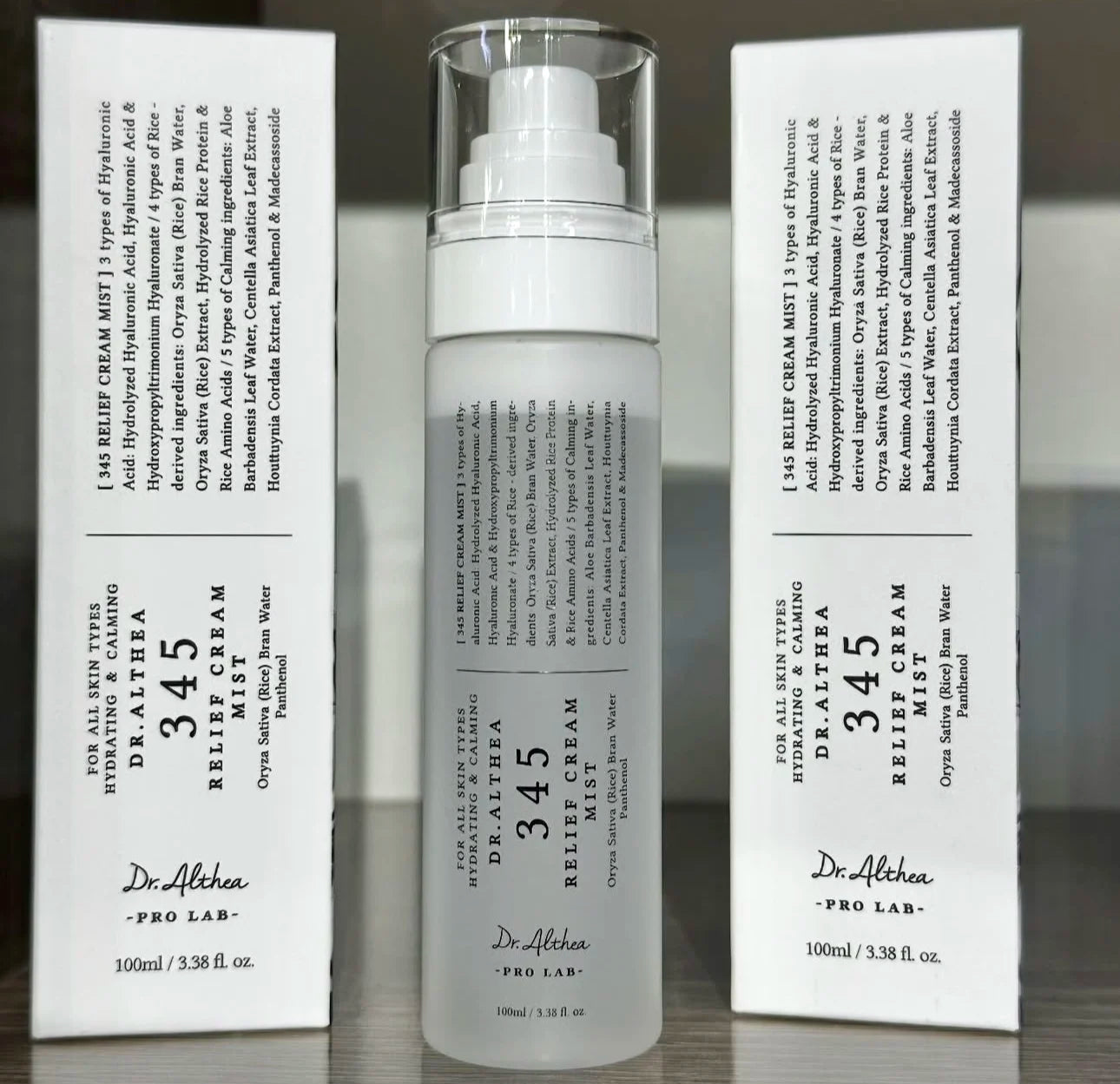 Brume Crème Relief 345 Dr. Althea 100ml - Acide Hyaluronique Hydratation Profonde Longue Durée Lissante Spray