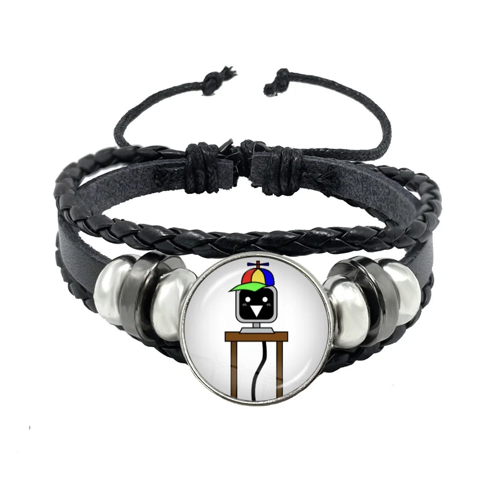 Bracelet Sprunki Incredibox Personnage Anime – Cuir Multicouche Tressé Fait Main