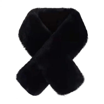 Foulard Écharpe Fourrure Lapin Peluche Femme - Col Croisé Chaud Épais Hiver