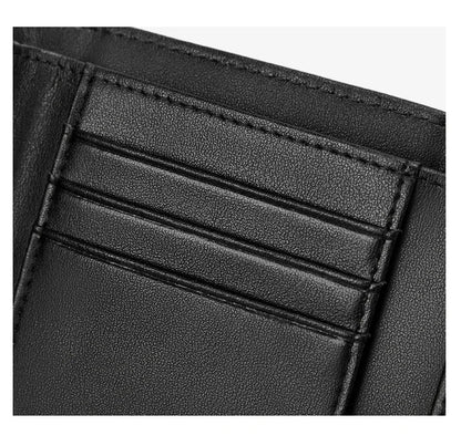 Portefeuille Femme Cuir Vintage GOLF Porte-Photo - Porte-Monnaie Court Pliable Noir Porte-Carte