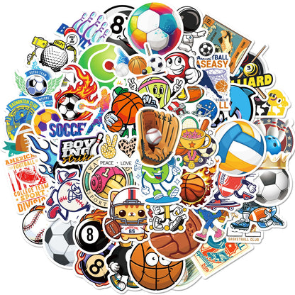 Autocollants Sports 50 Pièces - Soccer Basketball Volleyball Golf