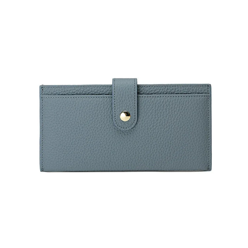 Portefeuille Femme Cuir Luxe 6 Emplacements Cartes Slim - Porte-Monnaie Zippé Détachable Externe Noir