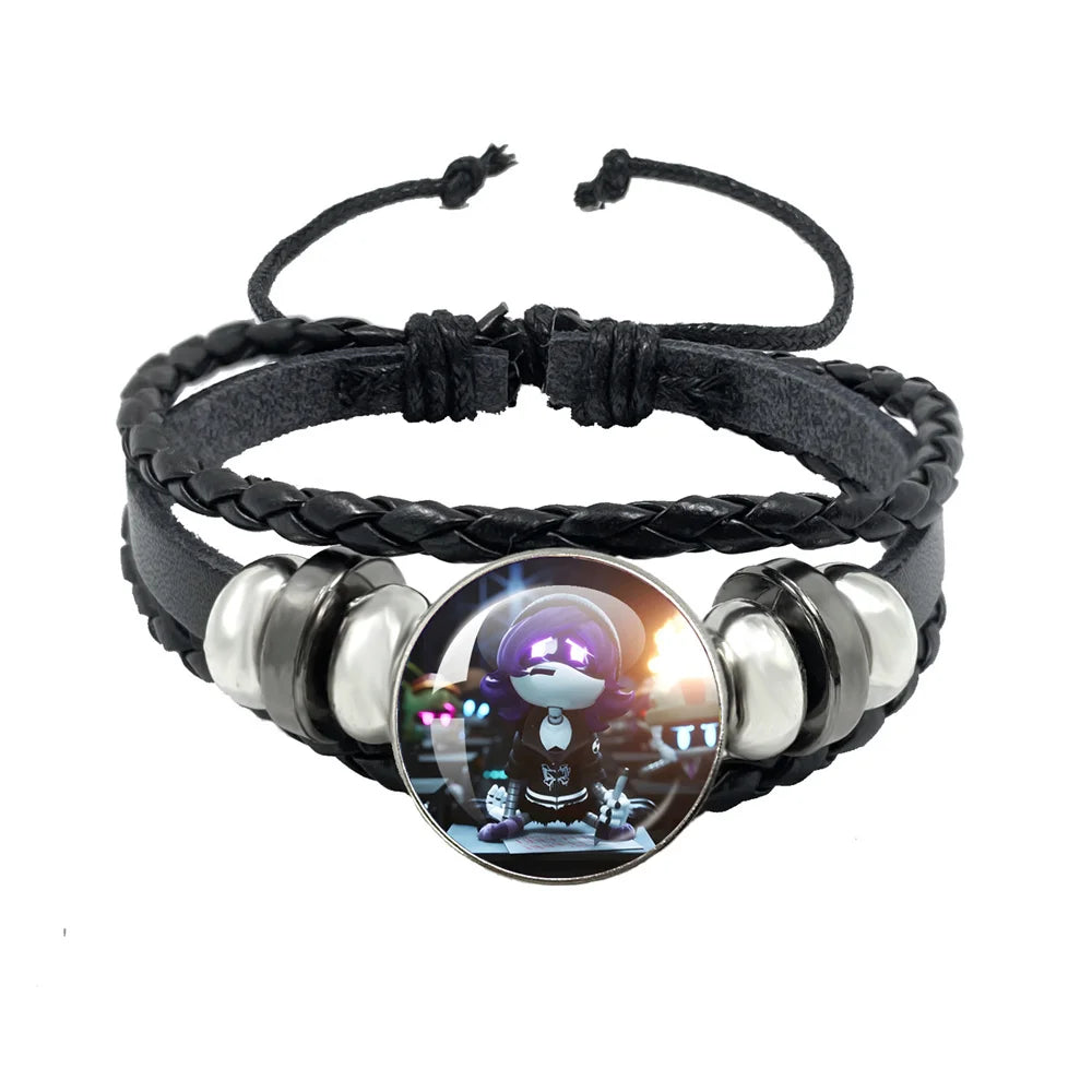 Bracelet Murder Drones Uzi x N – Cabochon Verre Cuir Ajustable Fan Art