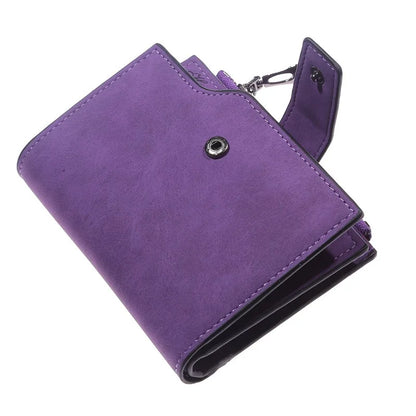 Portefeuille Femme Court Cuir PU Pliable Gris - Porte-Carte Porte-Monnaie Portable Lady Coin Purse