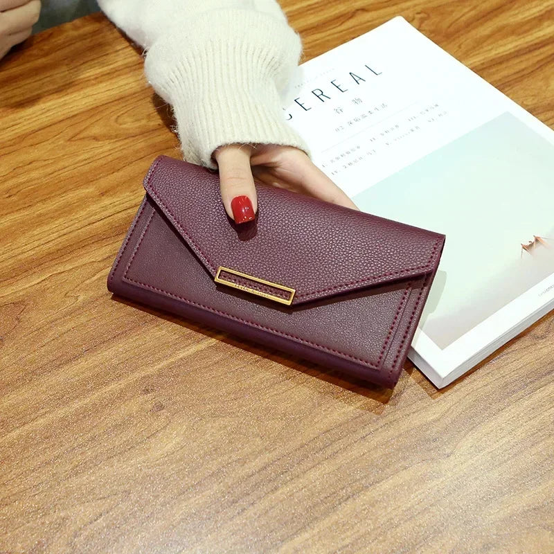 Portefeuille Femme Cuir Long Fashion Hasp - Clutch Wallet Cartera Mujeres avec Poche Téléphone