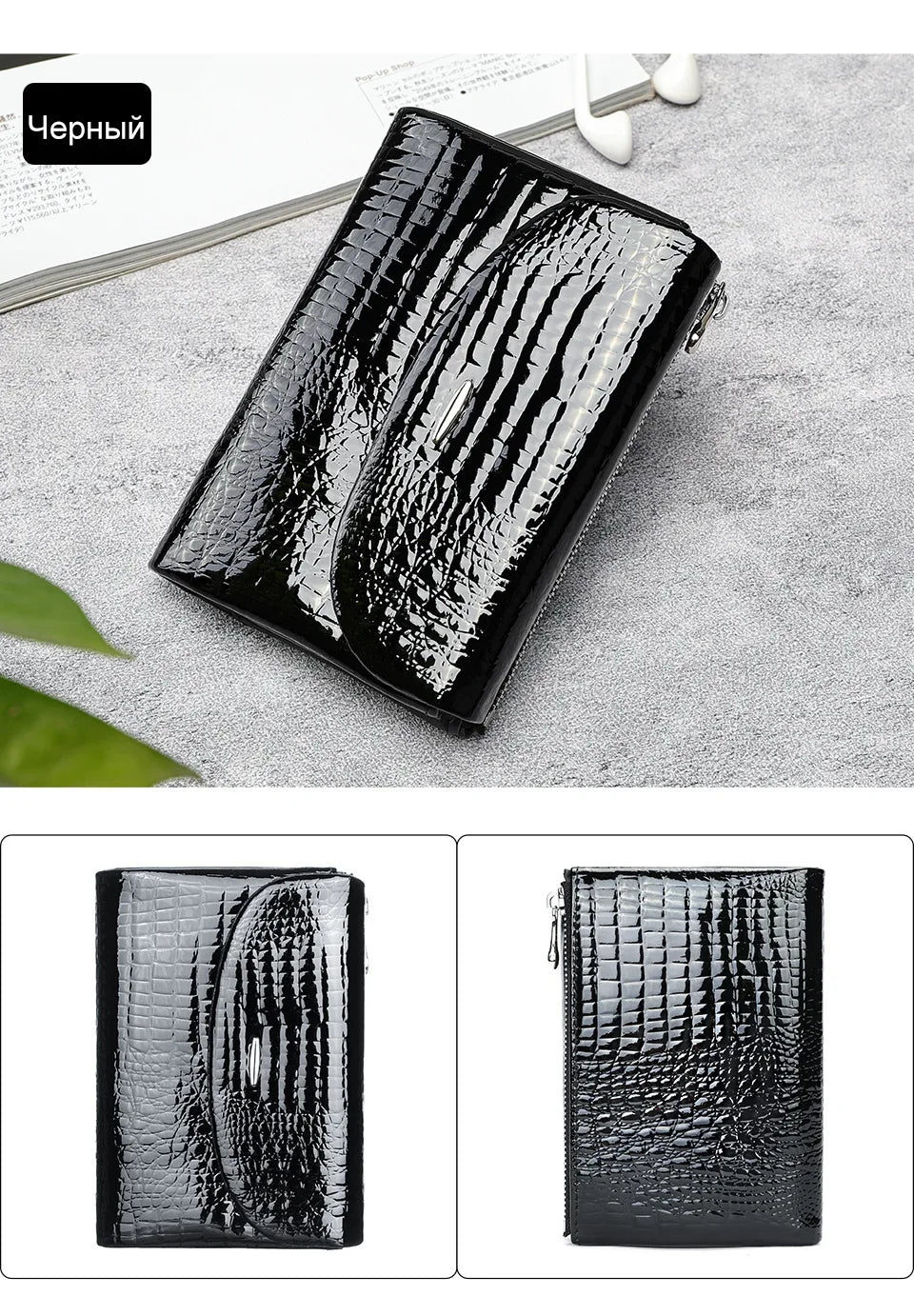 Portefeuille Femme Luxe Clip Cuir - Clutch Soirée Designer Porte-Cartes Crédit