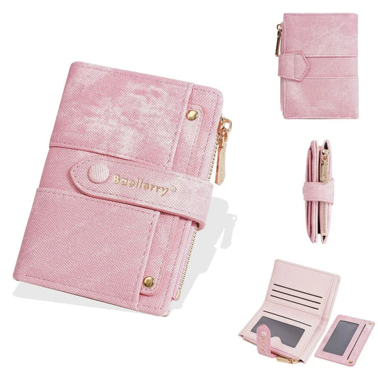Women's PU Leather Wallet - Compact Zippered Card Holder with Large Capacity for Bank Cards and Travel