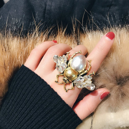 Bracelet Perle Abeille Élastique Luxe Fait Main – Bangle Pierre Semi-Précieuse Soirées Femme