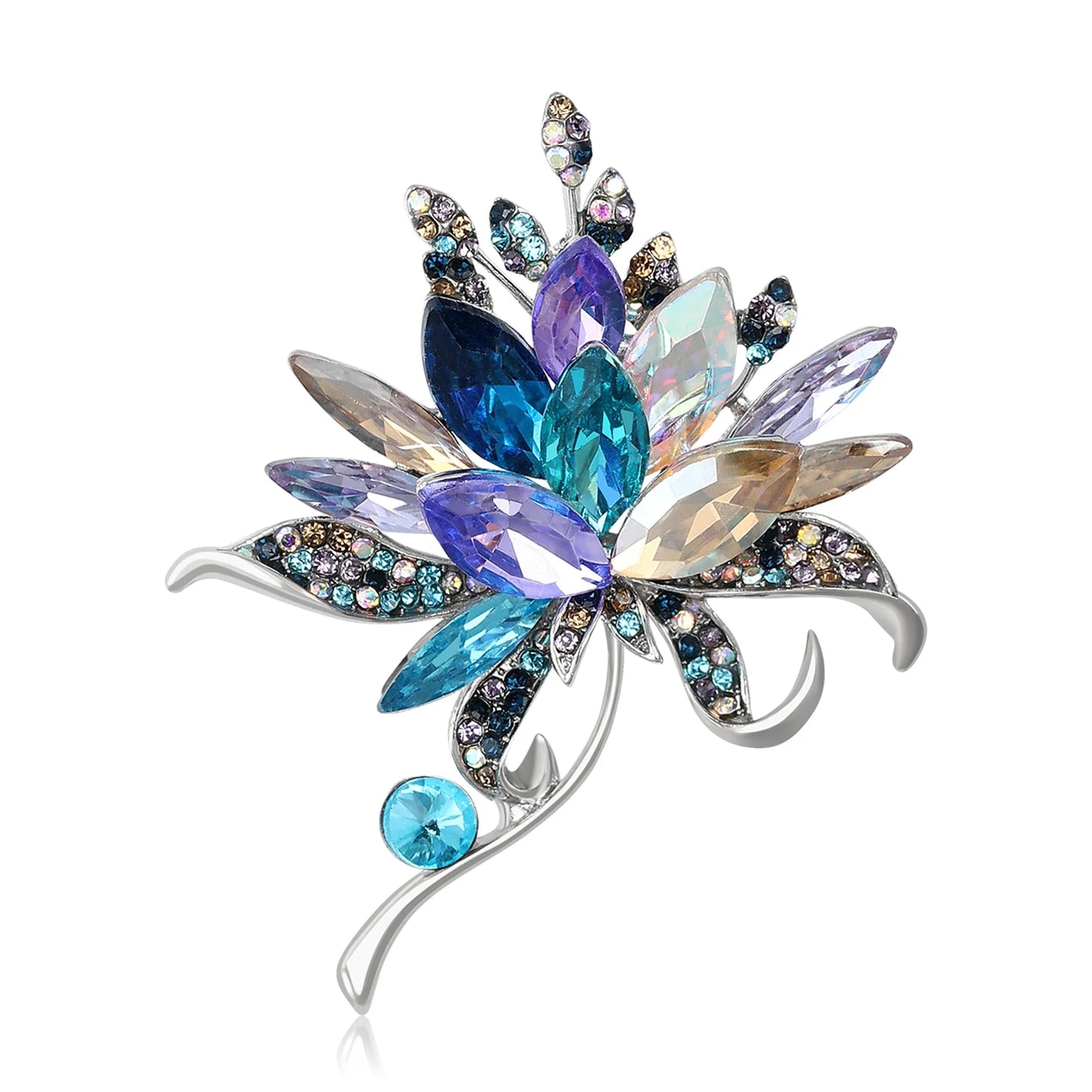 Broche Bouquet Main Cristal Verre Luxe – Pin's Fleur Casual Soirées Mariage Unisexe