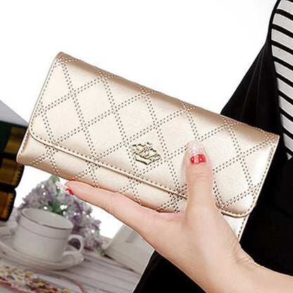 Portefeuille Long Femme Rose Carreaux - Porte-Monnaie Téléphone Hasp Mignon