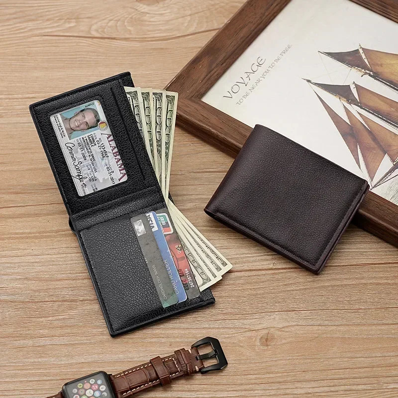 Portefeuille Homme Cuir PU Court Business - Wallet Noir Compact Walet Portefeuille