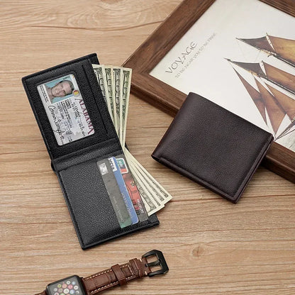 Portefeuille Homme Cuir PU Court Business - Wallet Noir Compact Walet Portefeuille