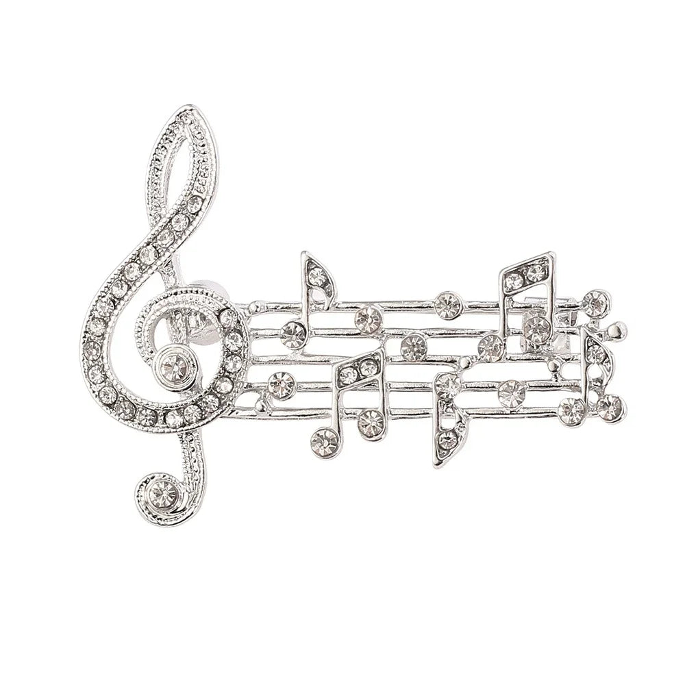Broche Note de Musique Émaillée Cristaux – Pin's Élégant Musical Amoureux Musique