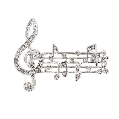 Broche Note de Musique Émaillée Cristaux – Pin's Élégant Musical Amoureux Musique