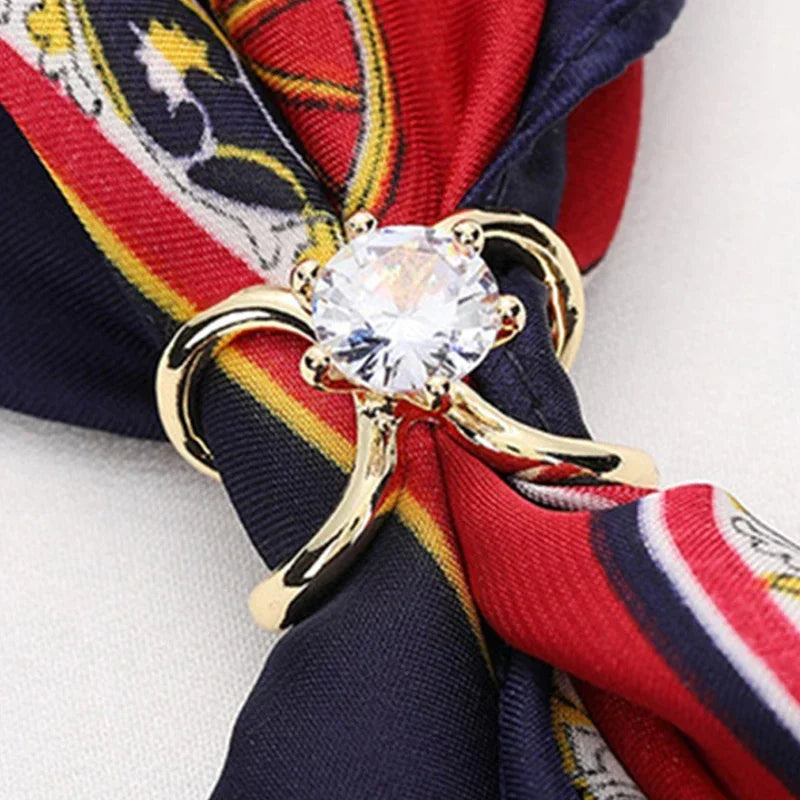 X-Shaped Crystal Scarf Clip Brooch – Elegant Unisex Shawl Fastener