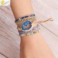 Bracelet Wrap Quartz Rose Cuir – Pierre Naturelle Bohème Multicouche