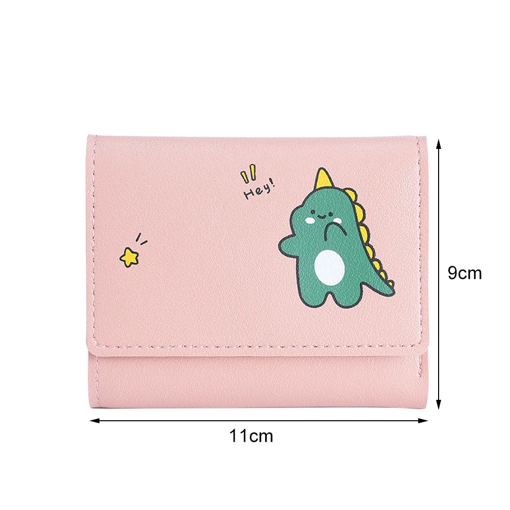 Portefeuille Femme Cartoon Cuir PU - Porte-Cartes Tri-Fold Multi-Emplacements