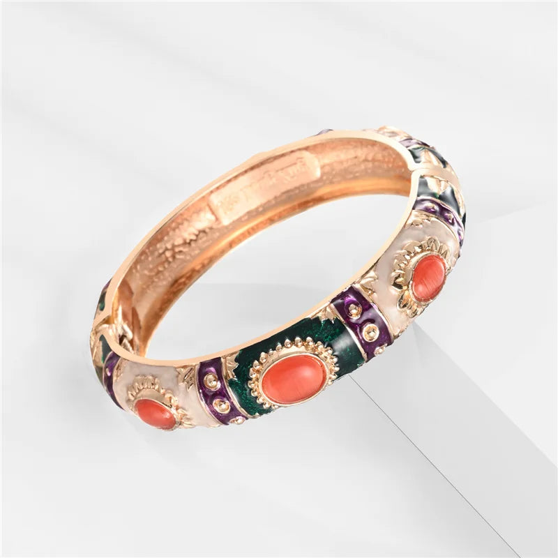 Bracelet Jonc Émail Cloisonné - Design Bohème Hawaï Inde Afrique