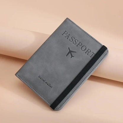 Porte-Passeport RFID Cuir PU - Pochette Voyage avec Porte-Carte pour Famille Homme Femme