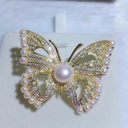 Broche Papillon Perles Blanches Strass Luxueuse – Pin's Cristaux Corsage Costume Femme