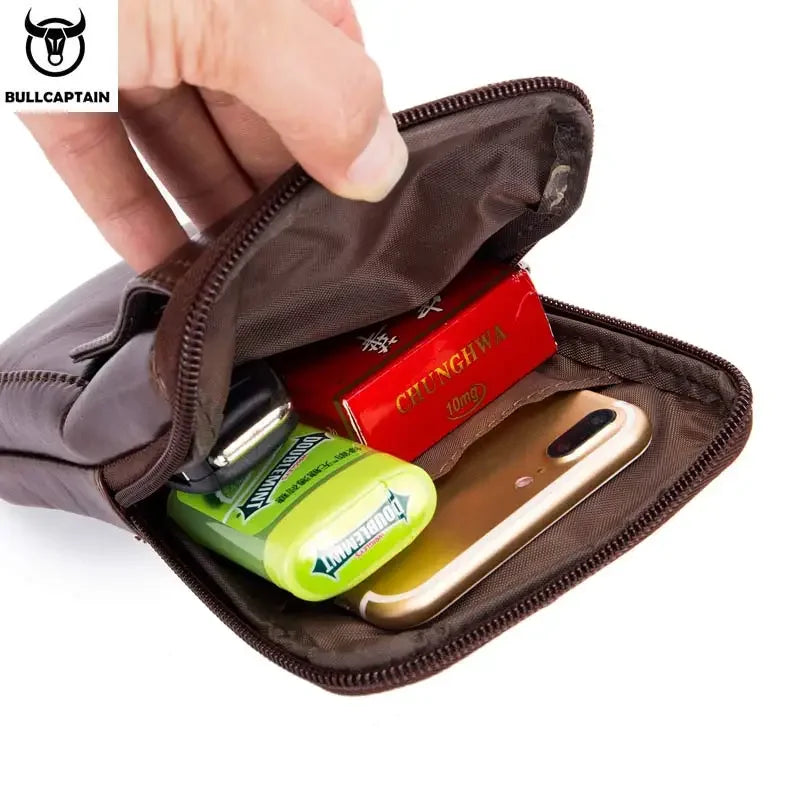 Sacoche Banane Cuir Homme BULLCAPTAIN - Sac Ceinture Poitrine Téléphone Multifonction