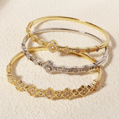 Bracelet Cuivre & Zirconia Femme – Élégance Minimaliste Style Européen
