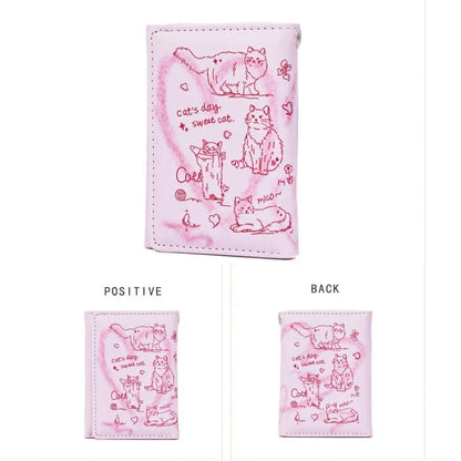 Portefeuille Femme Cuir Chat Graffiti - Porte-Monnaie Grande Capacité Portable