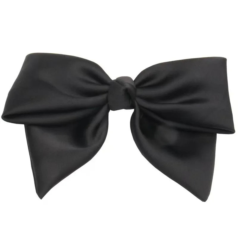 Pinces Cheveux Minimalistes Soie Nœud Noir - Barrettes Femme Fille Accessoires Coiffure Élégants