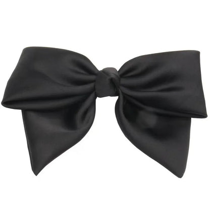 Pinces Cheveux Minimalistes Soie Nœud Noir - Barrettes Femme Fille Accessoires Coiffure Élégants