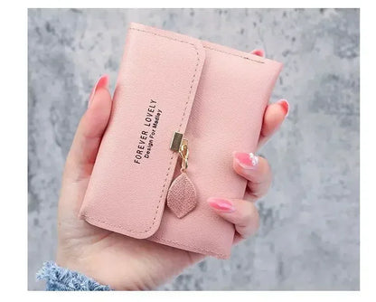 Portefeuille Femme Court Trifold Cuir PU Pompon - Clutch Coin Purse Hasp Luxe Fashion Tendance Violet