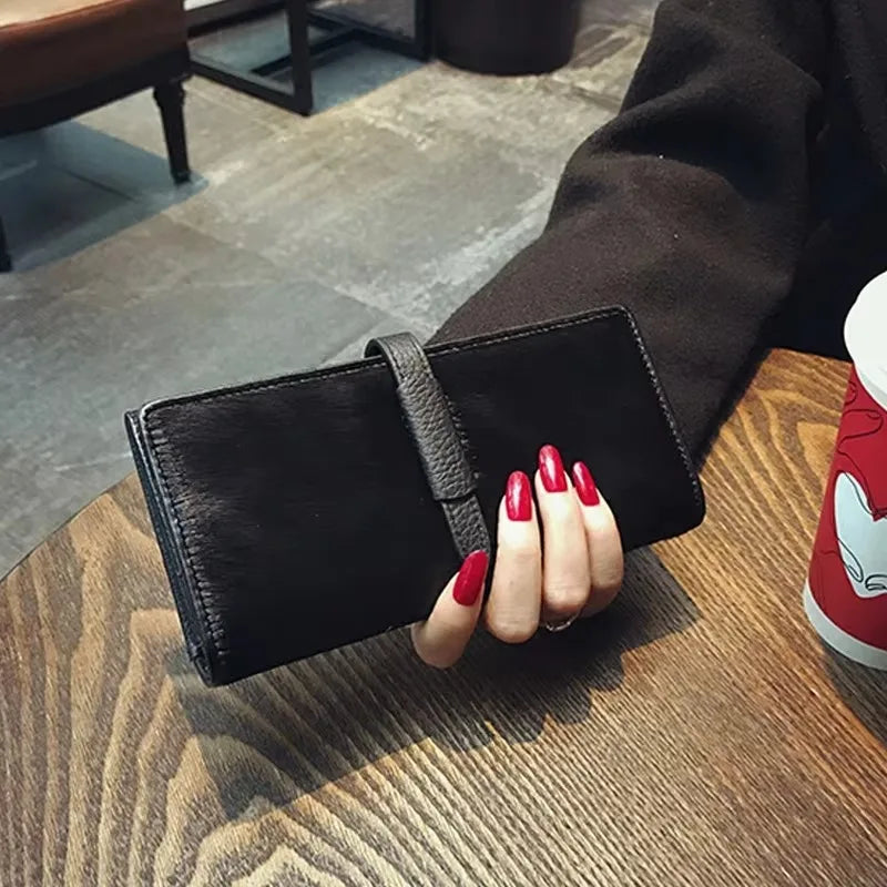 Portefeuille Femme Cuir Véritable Léopard Noir - Clutch Luxe Designer Long 2026