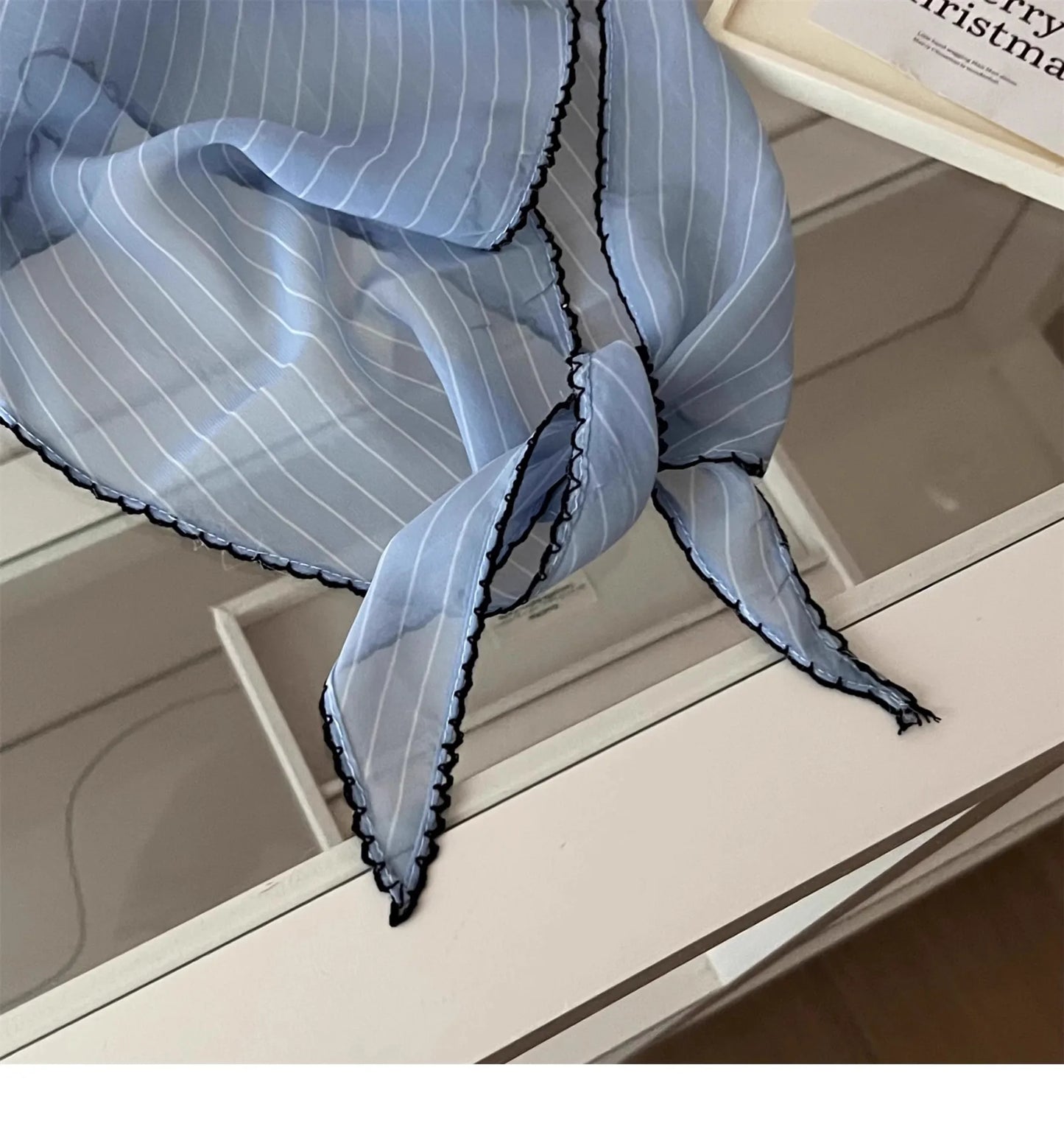 Foulard Tête Blanc Pois Coréen Femme - Triangle Soie Cheveux Style Kawaii Français