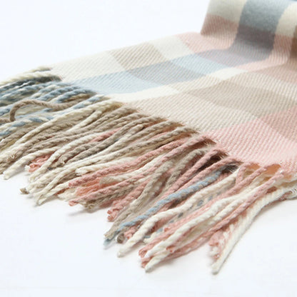 Foulard Écharpe Carreaux Femme Automne Hiver - Cachemire Châle Chaud Mi-Long