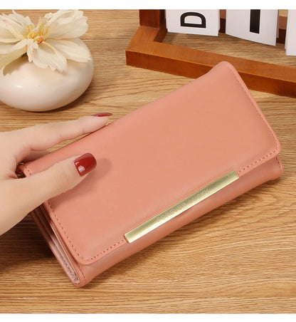 Portefeuille Femme Trifold Long Haut de Gamme - Multi-Cartes Multifonction