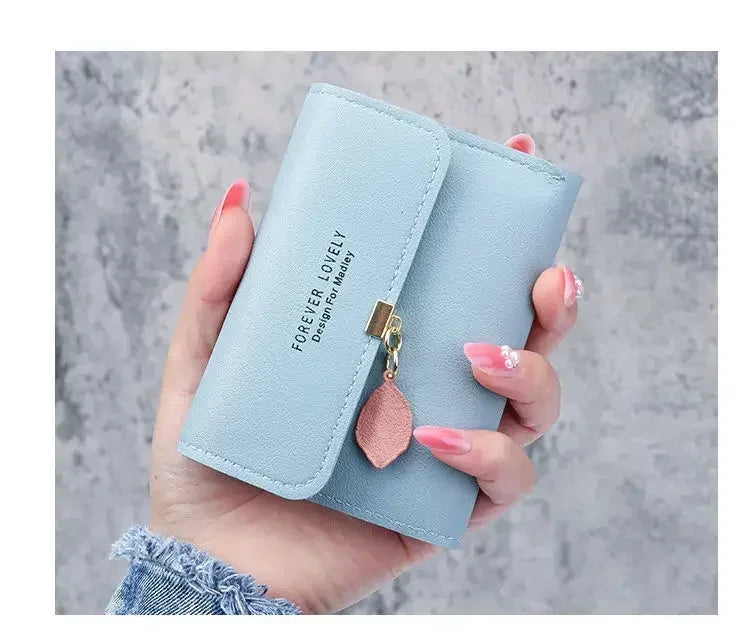 Portefeuille Femme Court Trifold Cuir PU Pompon - Clutch Coin Purse Hasp Luxe Fashion Tendance Violet